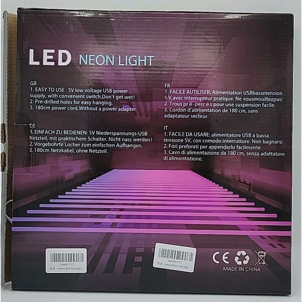 NIB Lemons With Bow Neon Sign for Wall or Room Art Decoration Dimmable LED USB